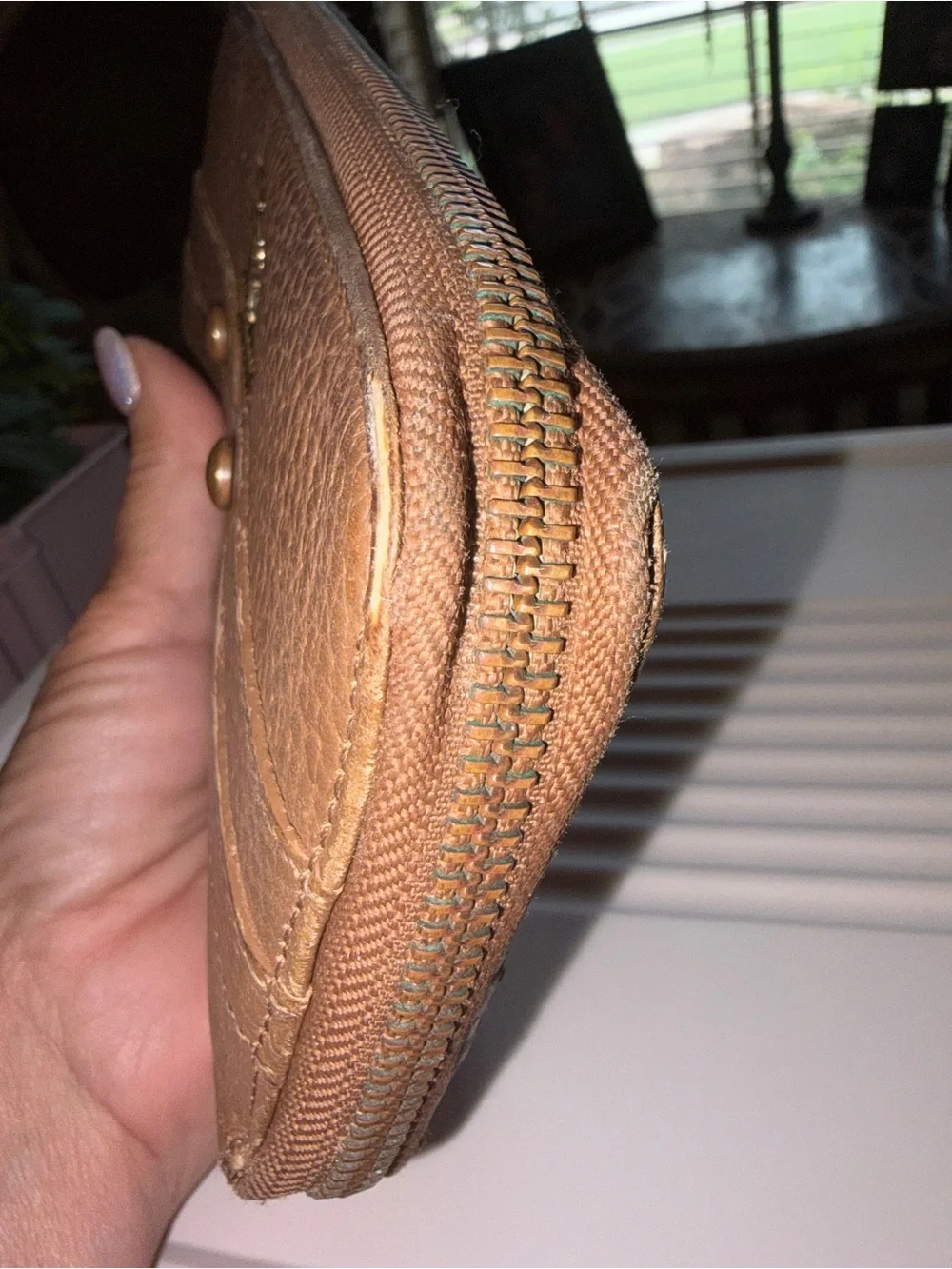Brown Leather Zip Wallet Clutch - Burberry Style